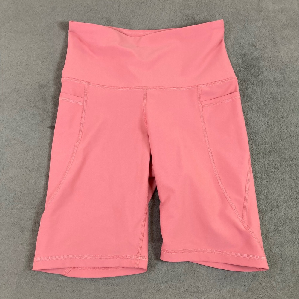 Old Navy Active Powersoft High Rise Bike Shorts Pink Side Pockets Small